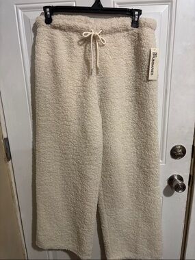 No Boundaries Plush Cream Sherpa Wide-Leg Lounge Pants